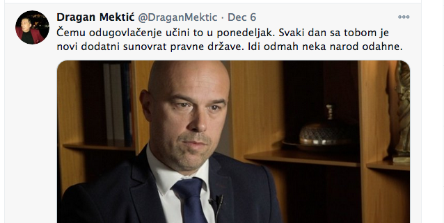 Mektić Tegeltiji: Svaki dan sa tobom je novi dodatni sunovrat pravne države